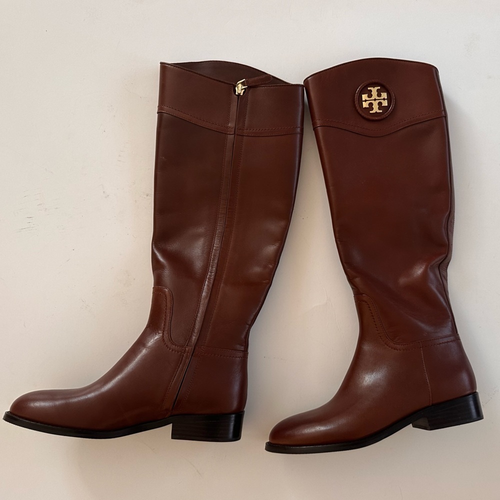 Tory Burch Brown Leather Junction Riding Boots